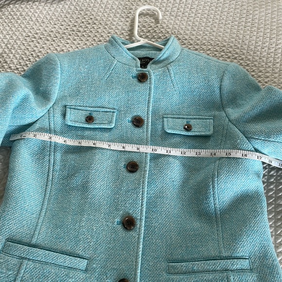 Talbots Petites Pretty Blue Tapered Fit Wool Coat. - Picture 5 of 9